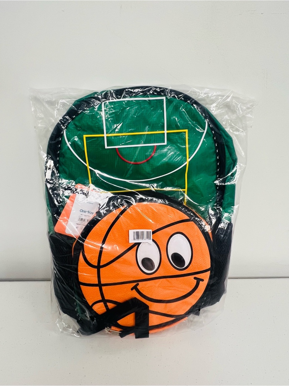 Smiling Basketball Kids Backpack - Green & Orange